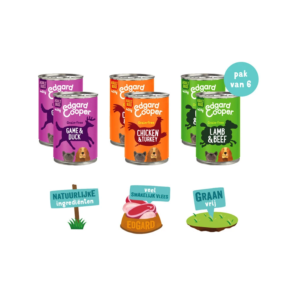 Edgard & Cooper Multipack Hondenvoer - Blik - Kip / Wild & Lam - Afbeelding 3