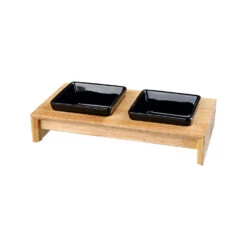 Trixie Voer-Waterbak Set - Keramiek - Hout -Bekend Hondenspullen Winkel trixie voer waterbak set keramiek hout 178702 1500 none