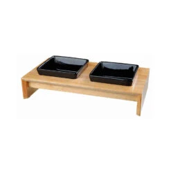 Trixie Voer-Waterbak Set - Keramiek - Hout -Bekend Hondenspullen Winkel trixie voer waterbak set keramiek hout 178711 1500 none