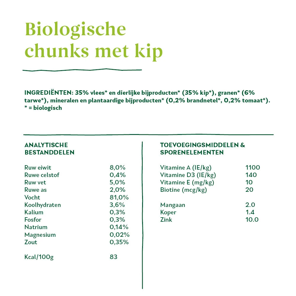 Yarrah - Natvoer Hond Blik Chunks Met Kip Bio 8 Yarrah - Natvoer Hond Blik Chunks Met Kip Bio - Afbeelding 8