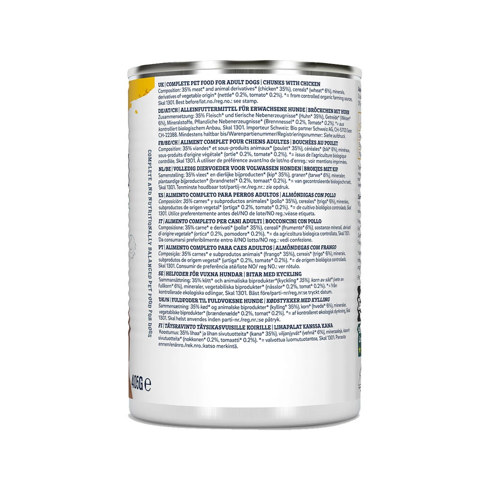 Yarrah - Natvoer Hond Blik Chunks Met Kip Bio 5 Yarrah - Natvoer Hond Blik Chunks Met Kip Bio - Afbeelding 5